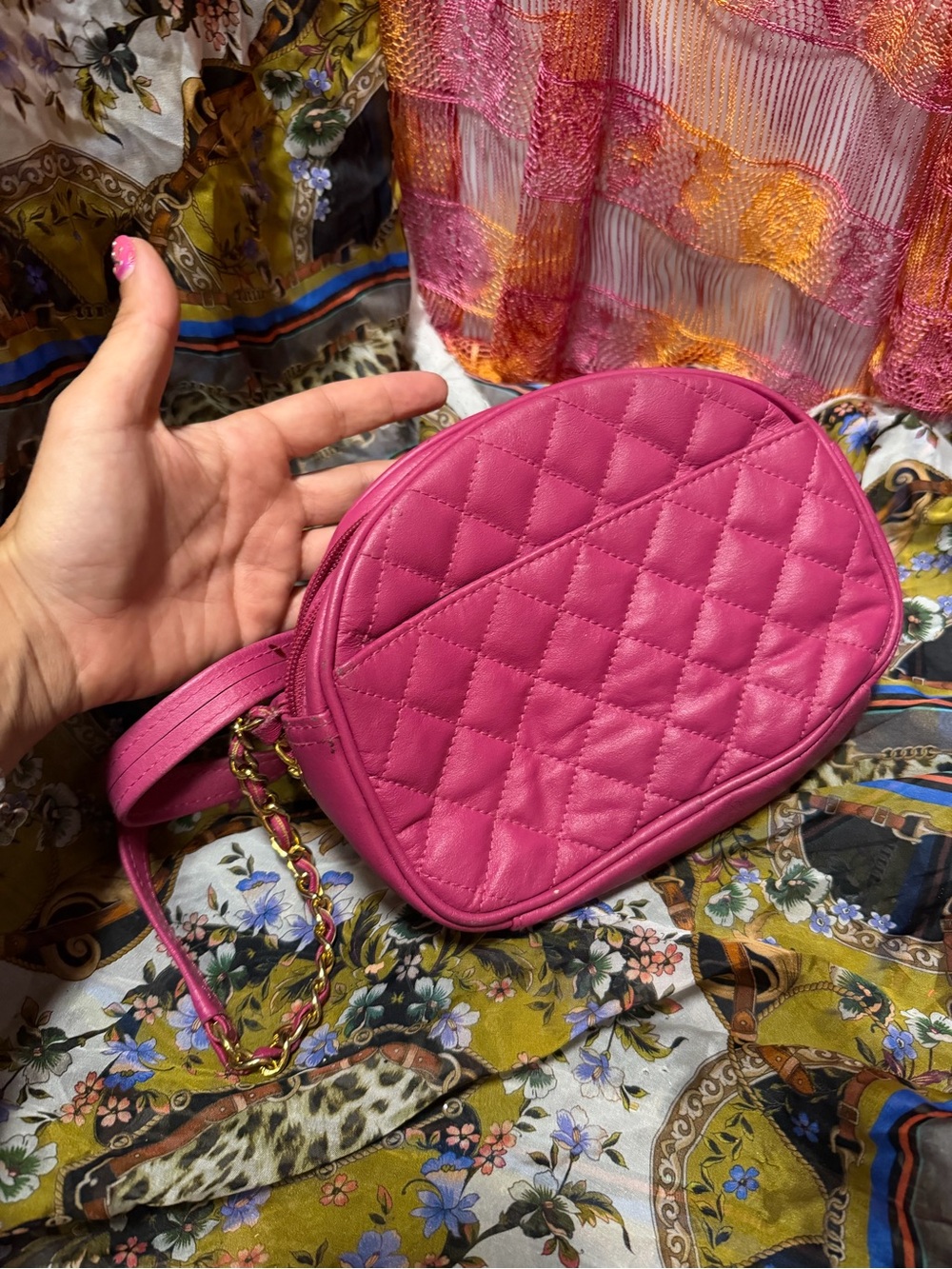 Quilted Pink Oval Crossbody Bag from Sony picture costume department